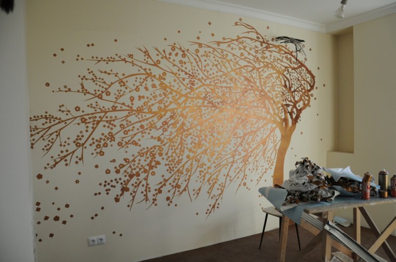 Роспись стен в квартире, художественная роспись своими руками в интерьере детской, стили и техника